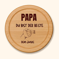 Holzbrett Buche Rund 25cm - Papa du bist der beste