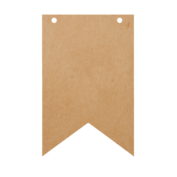 Einzelner Wimpel aus naturbelassenem MDF-Holz mit Schwalbenschwanz-Ausschnitt zum Selbstgestalten.