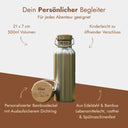 Personalisierte Edelstahl-Trinkflasche 500ml mit graviertem Bambusdeckel und Namen Elias.