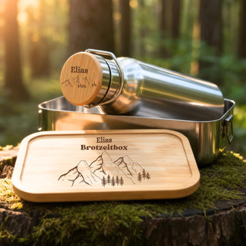 Trinkflasche & Lunchbox Set Edelstahl