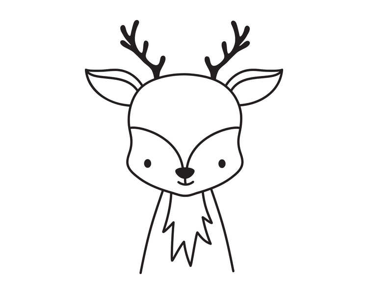 Niedliche Reh-Illustration als Gravurvorlage fuer personalisiertes Fruehstuecksbrettchen mit Tiermotiv.