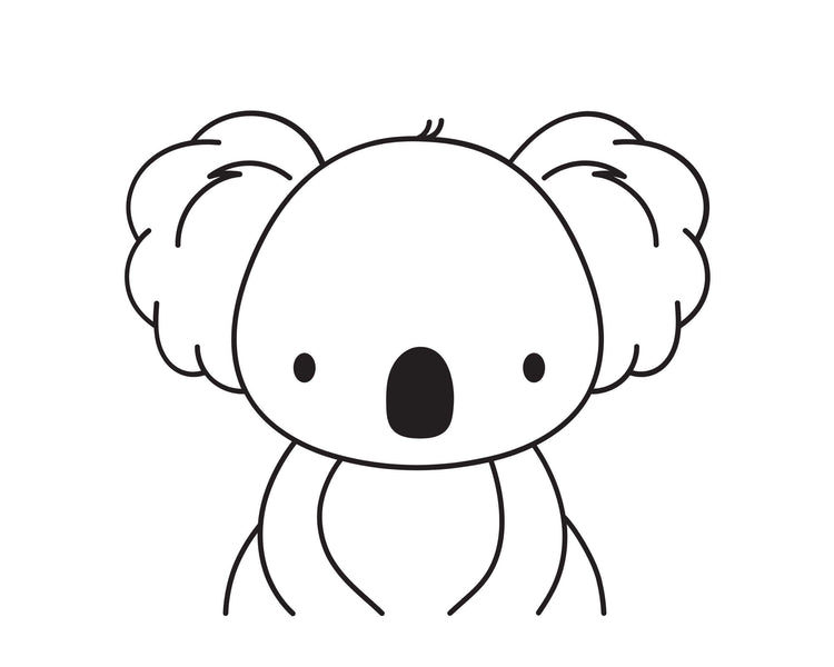 Suesse Koala-Illustration als Gravurvorlage fuer personalisiertes Fruehstuecksbrettchen mit Tiermotiv.