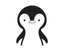 Niedliches Pinguin-Motiv in Schwarz-Weiss als Druckvorlage fuer personalisierbares Fruehstuecksbrettchen mit Tiermotiv.