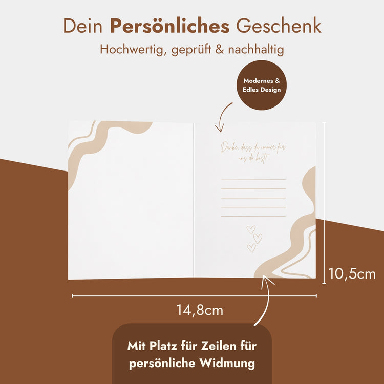 Personalisierte Geschenkkarte für Opa mit beigem Wellendesign und Zeilen für individuelle Widmung, 14,8 x 10,5 cm.