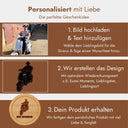 Rundes Holzbrett aus Buche mit individueller Gravur vom eigenen Foto als personalisiertes Geschenk in drei Schritten.