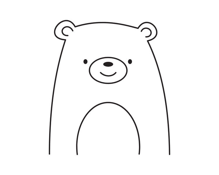 Niedliche Baer-Illustration als Gravurvorlage fuer personalisierte Edelstahl-Brotdose mit Tiermotiv fuer Kinder.