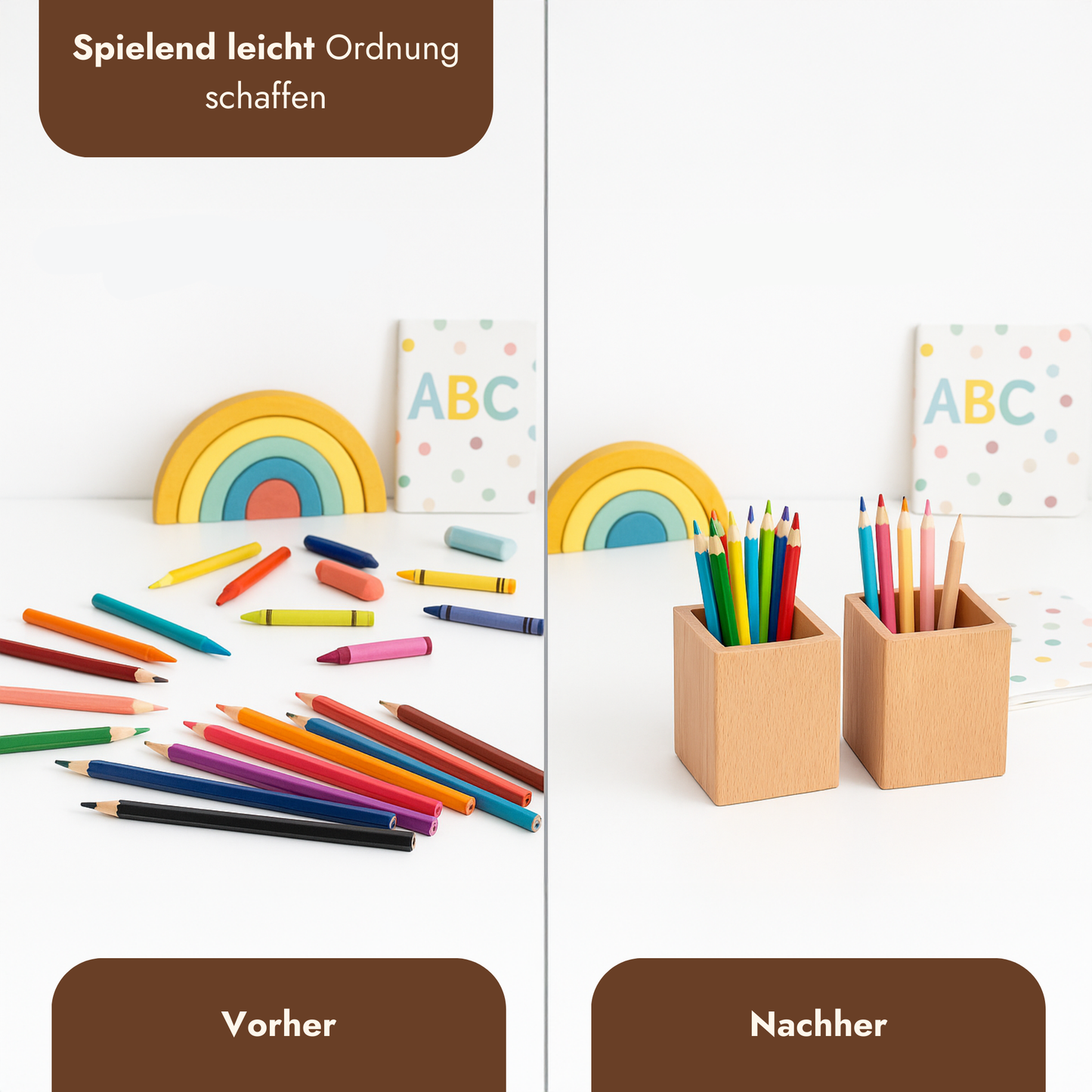 Personalisierter Stiftehalter aus Holz mit Gravur