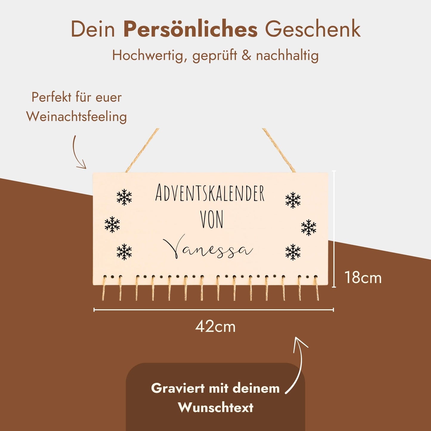 Adventskalender personalisiert - "Schneeflocken" Gravur Happy Box 