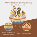 Personalisiertes Arche Noah Balancierspiel aus Holz mit gravierbarem Namen und Datum als Taufgeschenk.