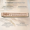 Personalisierter Zollstock aus Buchenholz mit Gravur Papa und liebevollem Spruch als Geschenk fuer Vaeter.