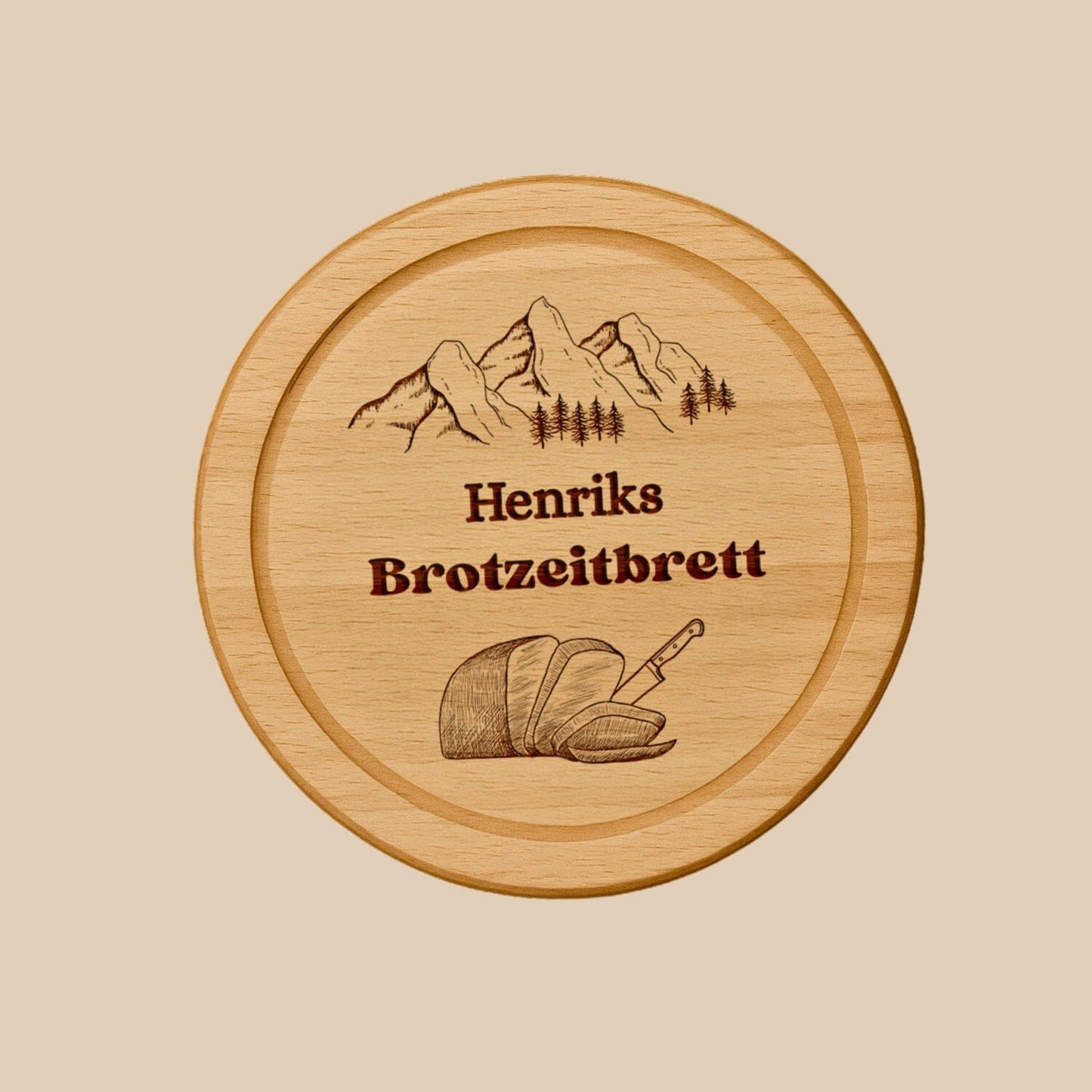 Holzbrett Rund - Brotzeitbrett Happy Box 