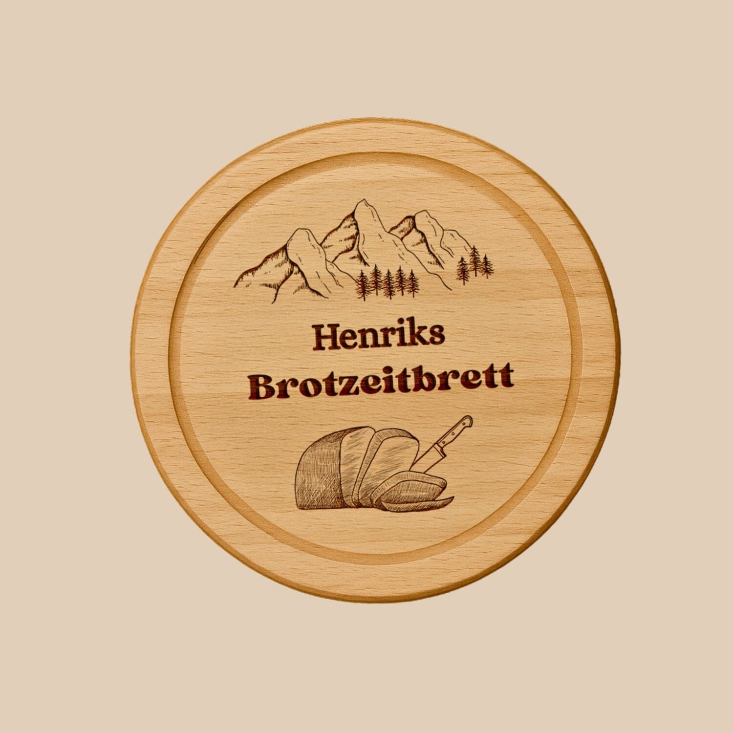 Holzbrett Rund - Brotzeitbrett Happy Box 