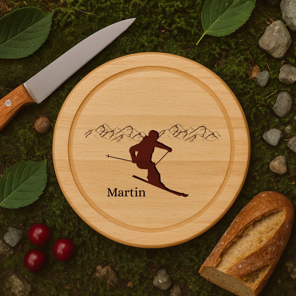 Holzbrett Rund - Ski Happy Box 