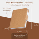 Kompaktes Malbuch mit Stiften im braunen Kraftpapier-Etui mit individueller Gravur fuer unterwegs.
