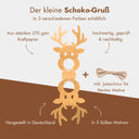 Rentier Schokoladenhalter aus Kraftpapier mit Juteschnur, handgefertigt in Deutschland als personalisierter Schoko-Gruss.