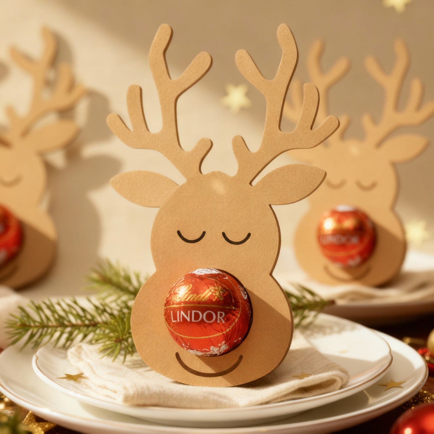 Rentier Schokoladenhalter Weihnachten – Gastgeschenk, Geschenkanhänger & Christbaum-Deko Happy Box 