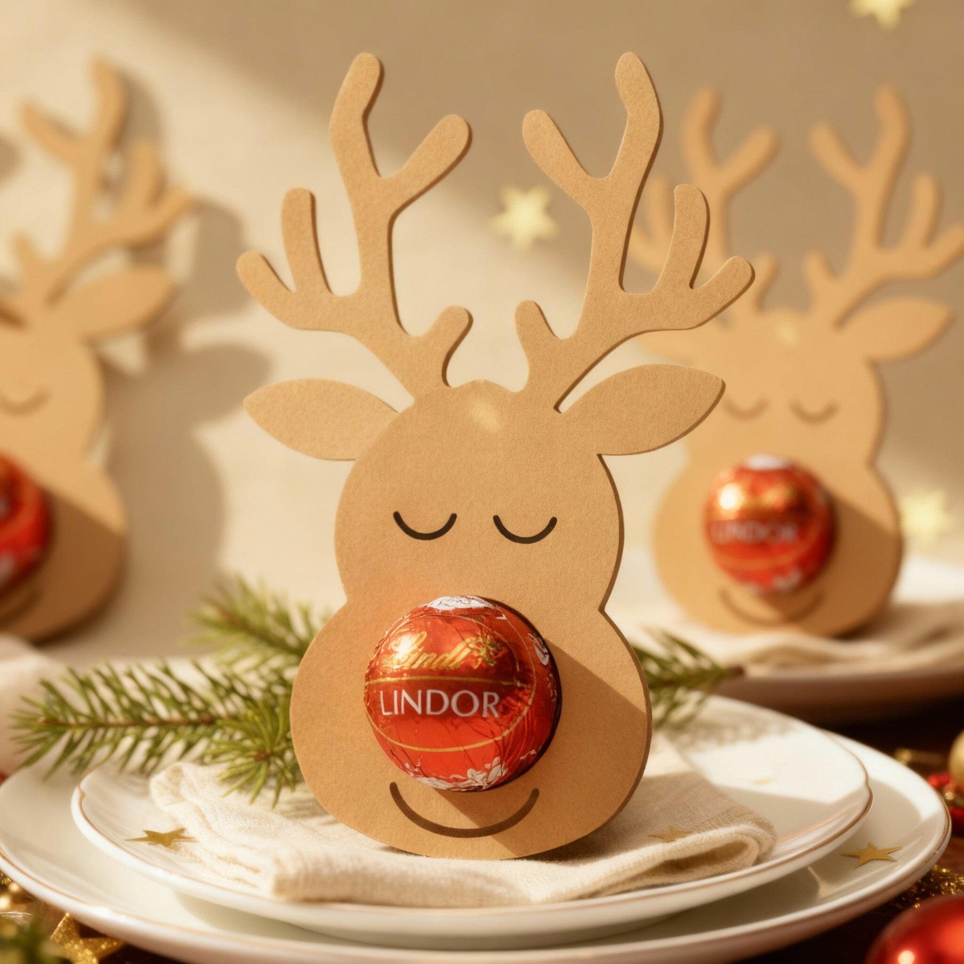 Rentier Schokoladenhalter Weihnachten – Gastgeschenk, Geschenkanhänger & Christbaum-Deko Happy Box 