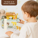 Personalisierte Arche Noah aus Holz mit Gravur von Name und Taufdatum als Steckspiel fuer Kleinkinder.