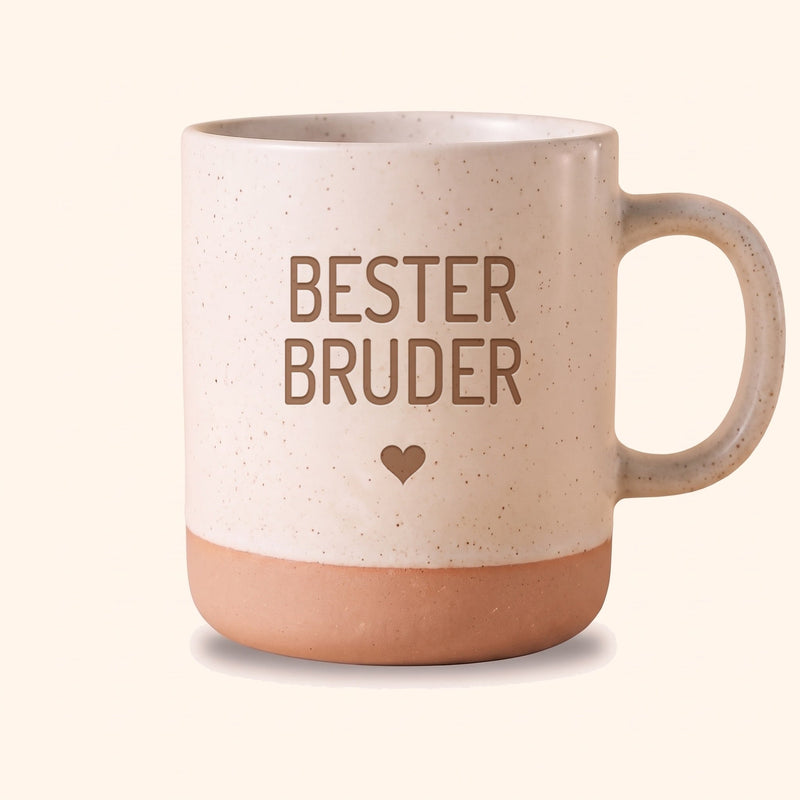 Keramik Tasse 360ml weiß mit Gravur „Bester Bruder" und Herz