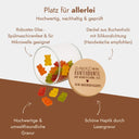 Vorratsglas mit Buchenholzdeckel und personalisierter Lasergravur als Dankeschoen-Geschenk fuer Erzieherinnen.