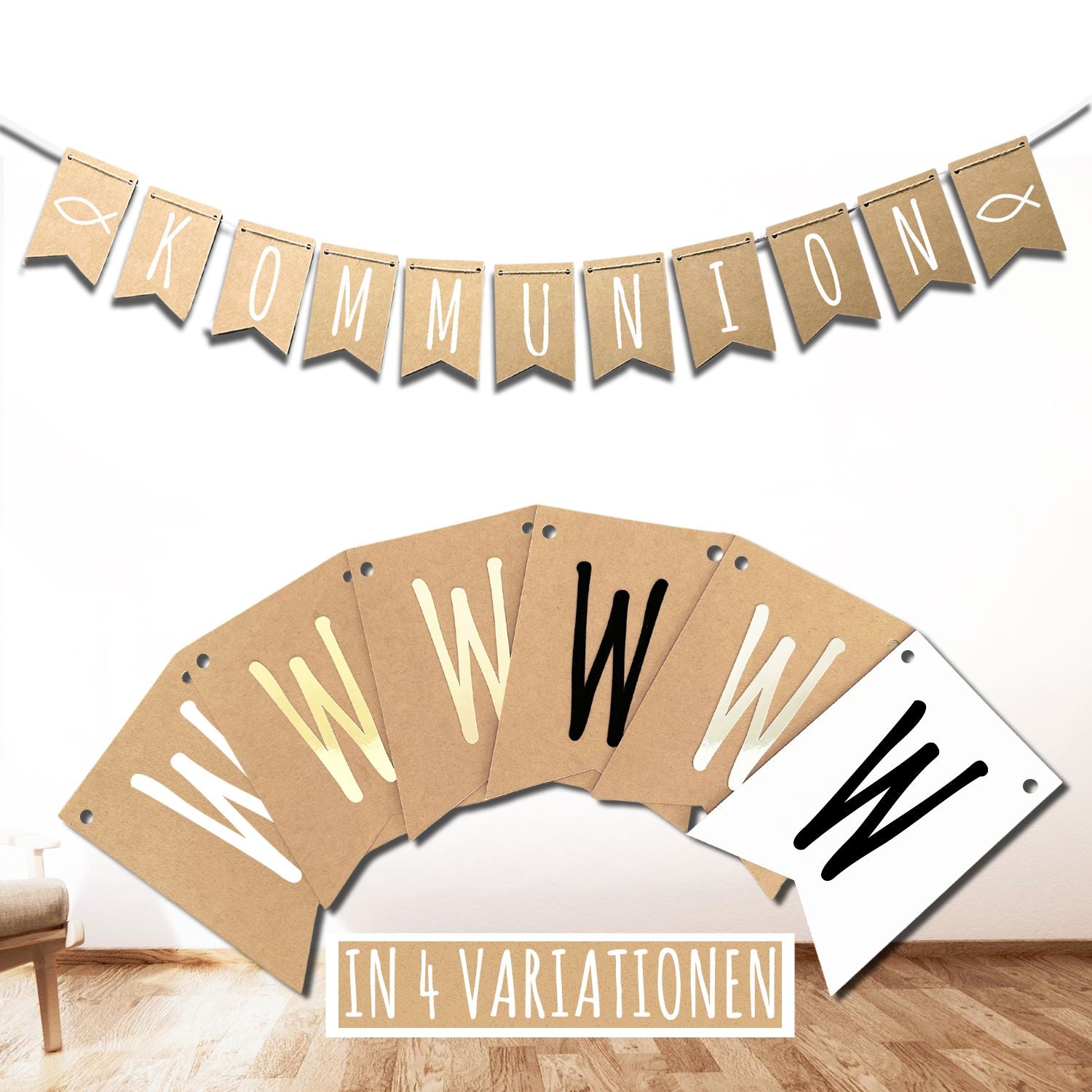 Wimpelkette Kommunion – Dekoration für die Kommunionsfeier Happy Box 