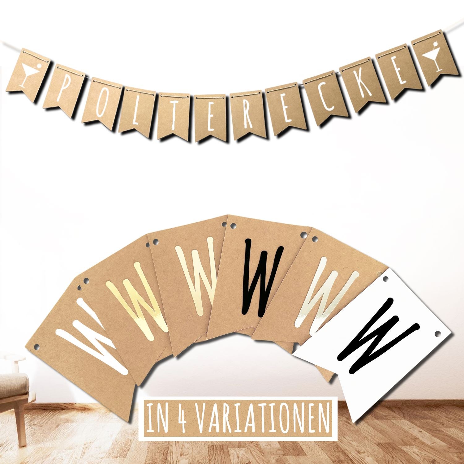 Wimpelkette Polterecke – Deko für Junggesellenabschied & Polterabend Happy Box 