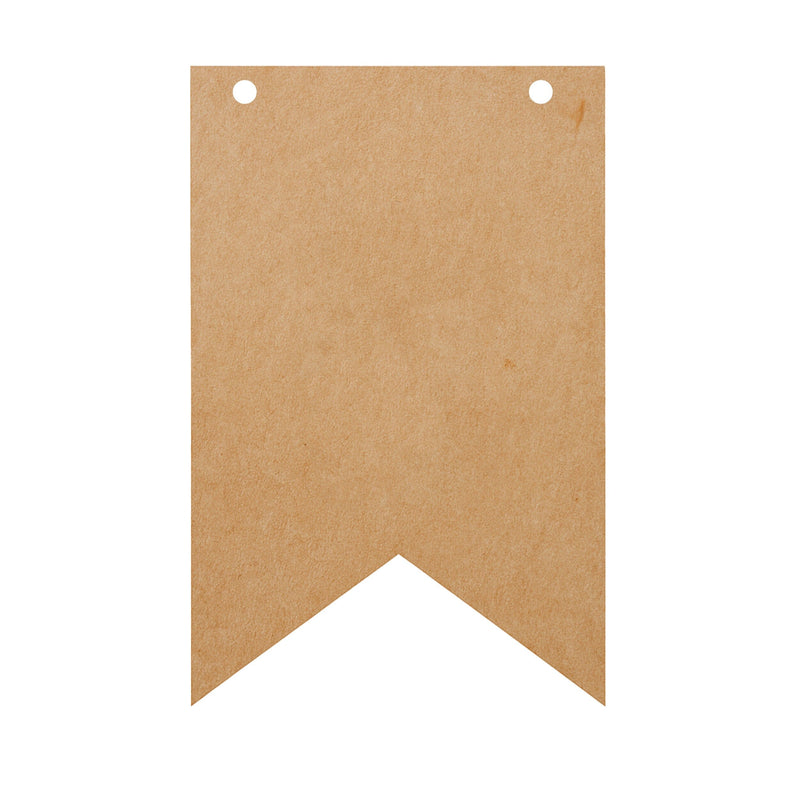 Einzelner Wimpel aus naturbelassenem MDF-Holz mit Schwalbenschwanz-Ausschnitt zum Selbstgestalten.