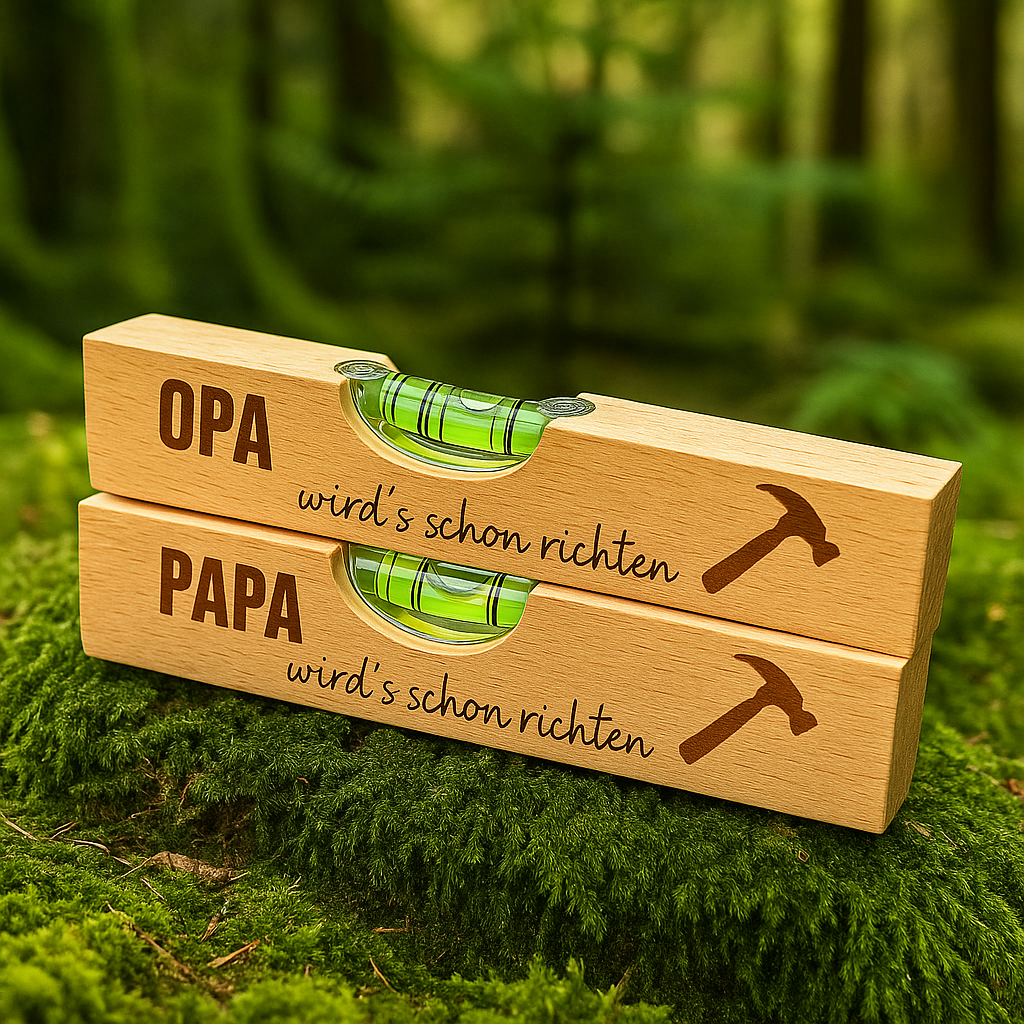 Wasserwaage Holz – Papa/Opa wird’s schon richten